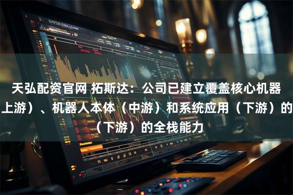 天弘配资官网 拓斯达：公司已建立覆盖核心机器人部件（上游）、机器人本体（中游）和系统应用（下游）的全栈能力